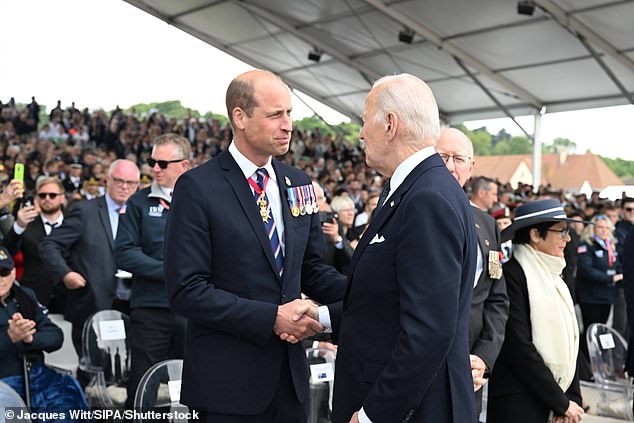 William has been leading the charge in representing the UK during D-Day commemorations in France this week (pictured with US President Joe Biden)