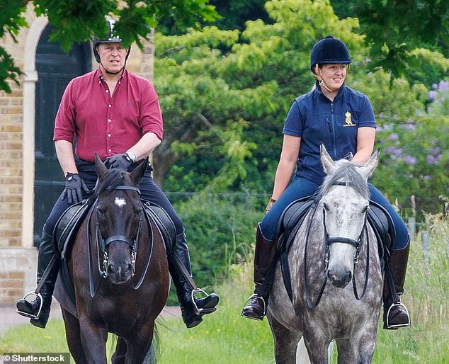 Prince Andrew was seen riding a horse with a groom in the grounds of Windsor Castle this week. He is believed to be protesting attempts to evict him from the Royal Lodge