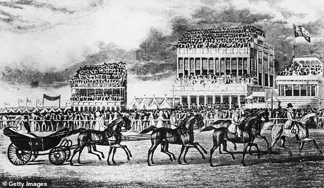Queen Victoria arriving by carriage to Ascot  in 1840