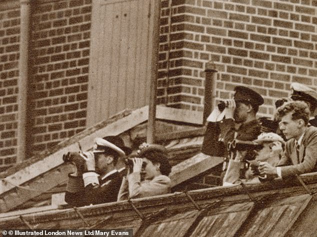 King George VI and Princess Elizabeth viewing the racing at Ascot from the top of the grandstand, 1946