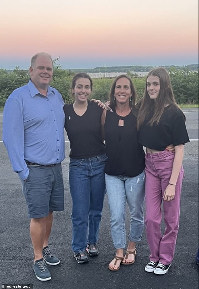 Her parents, pictured on the left and third from the left, said their daughter was not going to take drugs or get into trouble. Rather, it was a mistake that ruined their lives