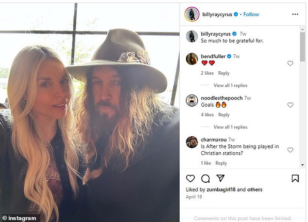 Just a month after their split, Billy shared a sweet photo with his wife and said there's 'so much to be grateful for'