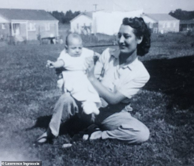 Lawrence's mother Regina with her son Paul in 1950. Paul died of pancreatic cancer in 2019 after battling lung cancer at age 45 and prostate cancer at age 52.