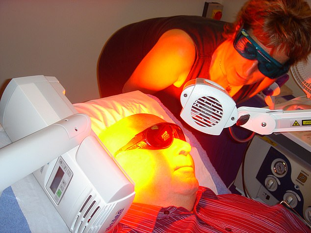 A patient undergoing photodynamic therapy (stock image)
