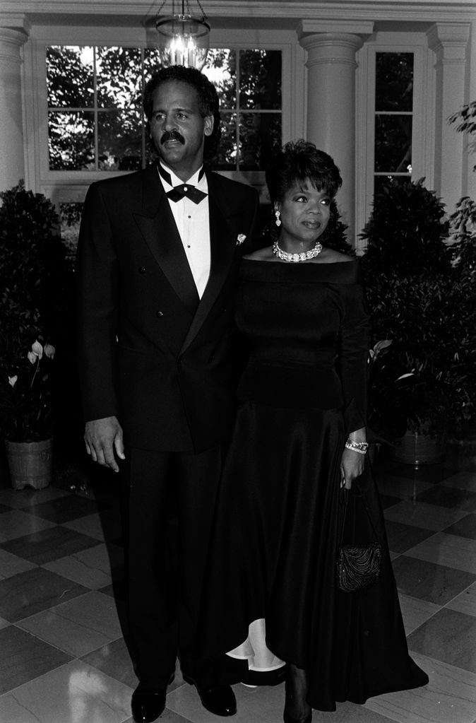 Stedman Graham and Oprah Winfrey attend an event at the White House on June 27, 1989 in Washington, DC.