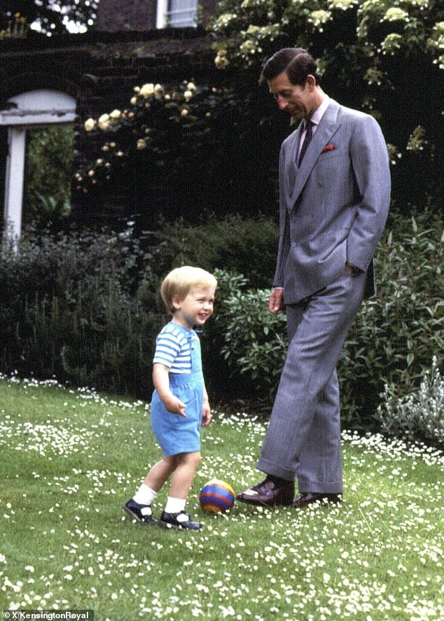 The Prince of Wales shared a photo of himself playing football with the King to mark Father's Day (PICTURE)