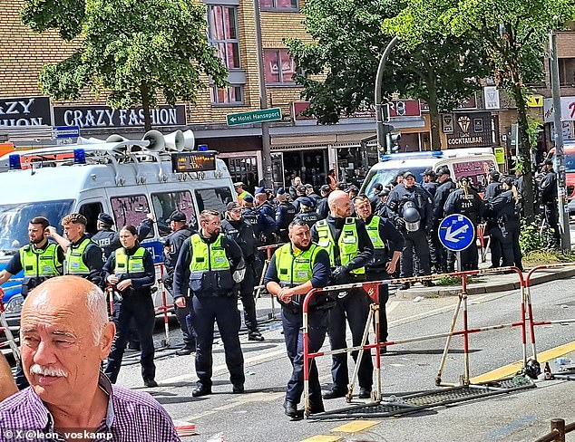 Four loud explosions were heard near the Reeperbahn in Hamburg, where Dutch and Polish supporters had gathered before today's game