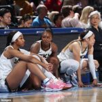 Angel Reese smacks Caitlin Clark in the head after more fouls by her Chicago Sky teammates as Dave Portnoy hits out at their brutal treatment of WNBA’s No. 1 pick