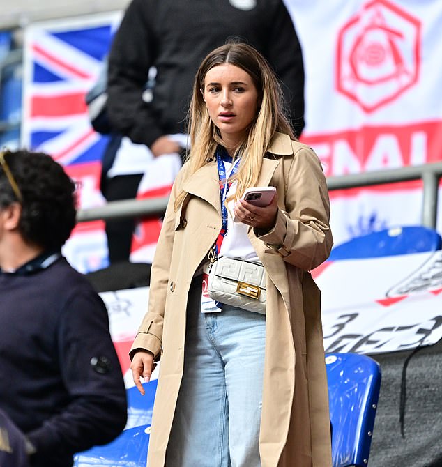 Reality star Dani Dyer was at the stadium to cheer on England and her partner Jarrod Bowen.