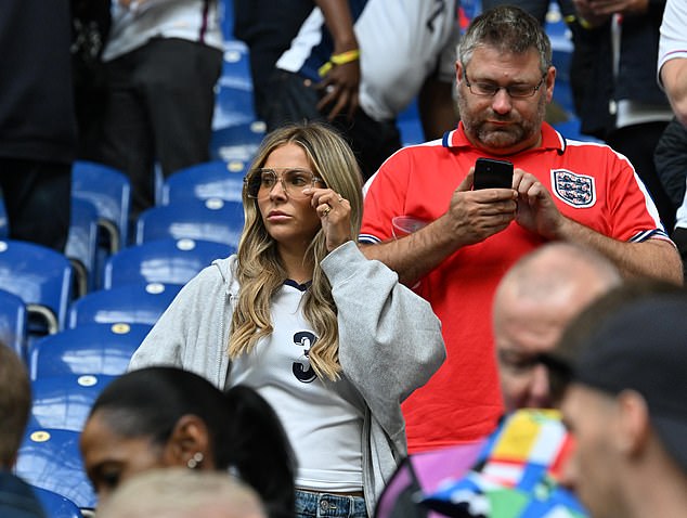 Luke Shaw's girlfriend Anushka Santos was also spotted cheering on the Three Lions.