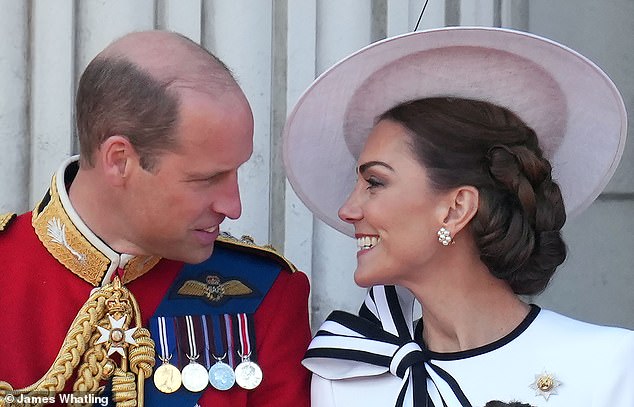 The instincts of both William and Kate (pictured during the Trooping the Colour ceremony) kicked in when the severity of their situation hit, and they decided to keep their family safe.