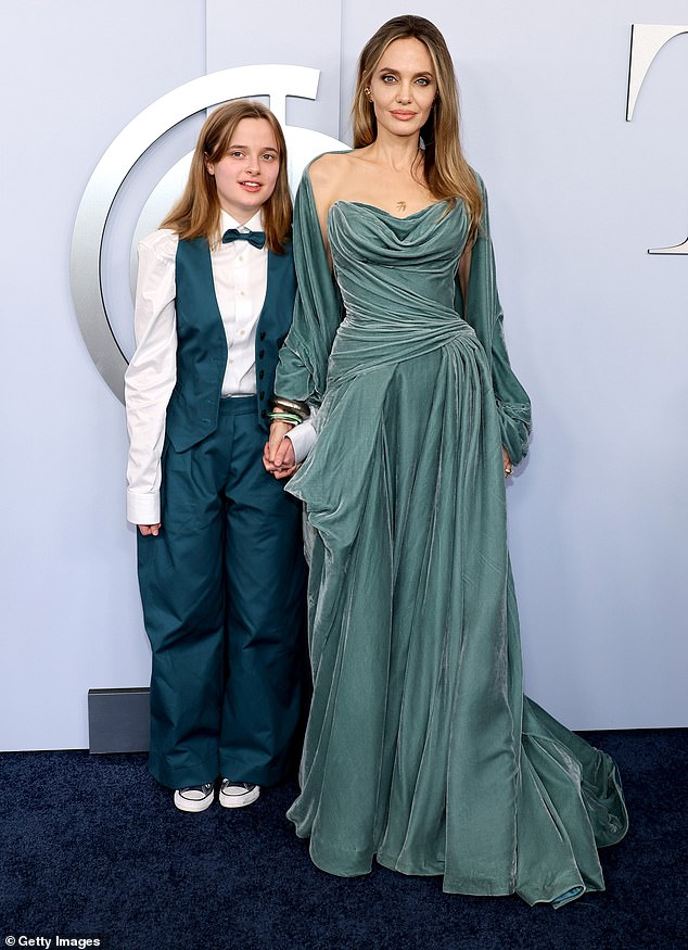 Brad Pitt snubbed on Father’s Day as daughter Vivienne, 15, suits up to join mom Angelina Jolie at Tony Awards… after teen dumped actor’s surname amid ugly family war