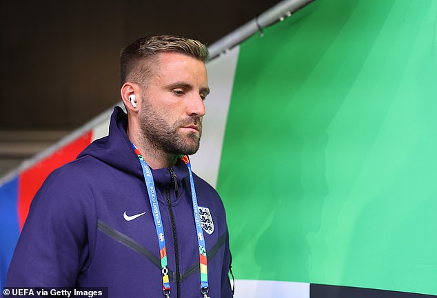 Trippier's fitness is of paramount importance for England as he continues to operate at left-back, with Luke Shaw (above) currently struggling to fully recover from injury at Euro 2024.
