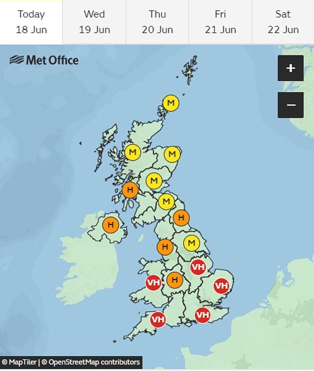The pollen bomb strikes again! Met office issues ‘very high’ pollen alert set to last all week… and social media is already heaving with sufferers who are getting symptoms AT NIGHT