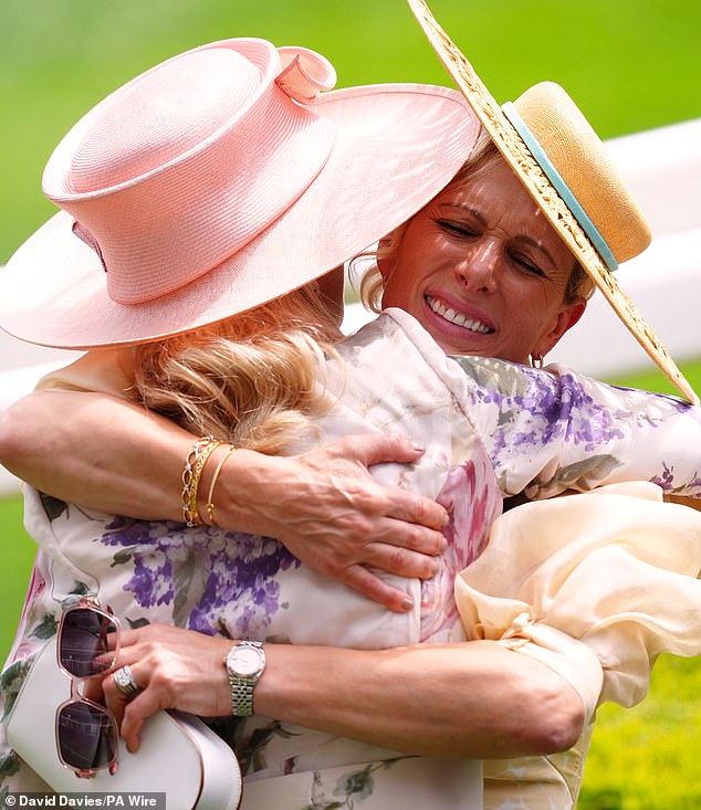 Royals rally around grieving Lady Gabriella Windsor as she gets a warm hug from Zara Tindall at Royal Ascot – after getting an invite from King Charles to take part in the carriage procession for the first time