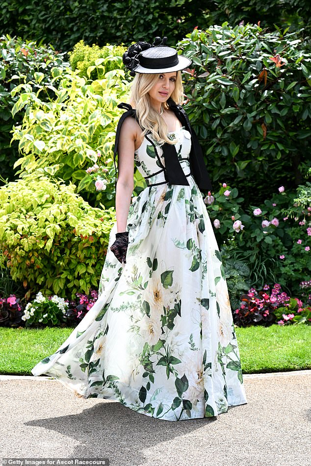 Victoria Brown opted for a stunning floral gown with lace gloves