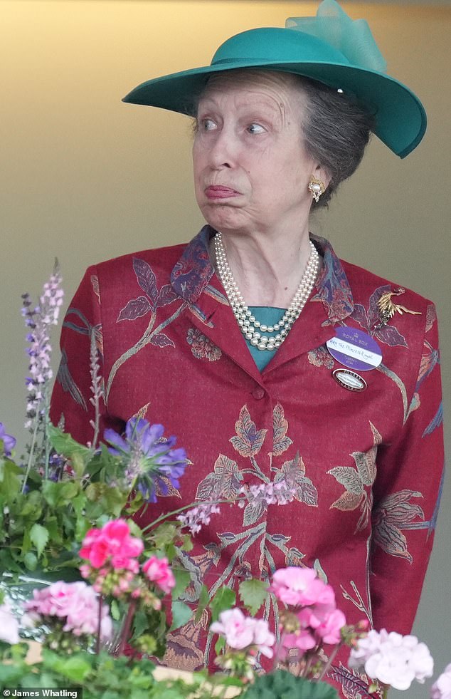 Princess Anne, who famously loves everything horse-related, watching the action at Ascot on Tuesday