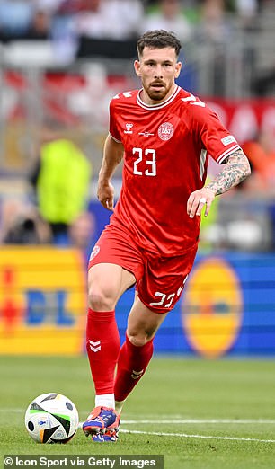 Tottenham's Pierre-Emile Højbjerg playing for Denmark