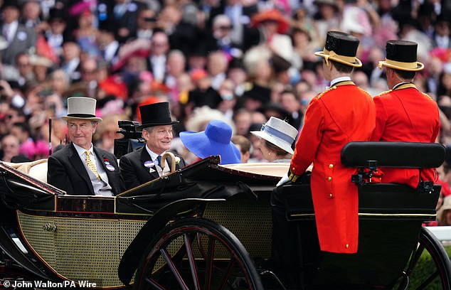 Princess Anne and Sarah Chatto arrived in royal carriages with their husbands on day three of Royal Ascot.