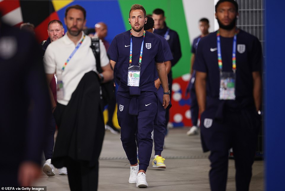 England captain Harry Kane arrives at the Frankfurt Arena today before this afternoon's match