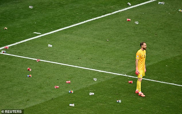 Jan Oblak's penalty area was covered with plastic cups after Jovic's last-minute goal in Munich