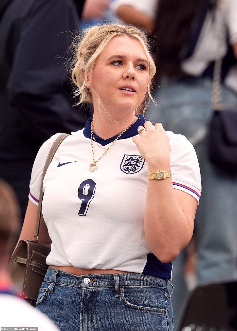 Kate Goodland, the wife of England's Harry Kane arrives to cheer on the Three Lions in Frankfurt