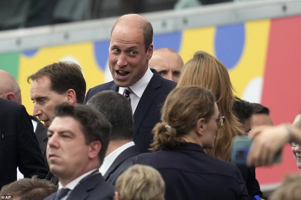 Prince William was pictured arriving at the stadium ahead of the game on Thursday after leaving the UK earlier today