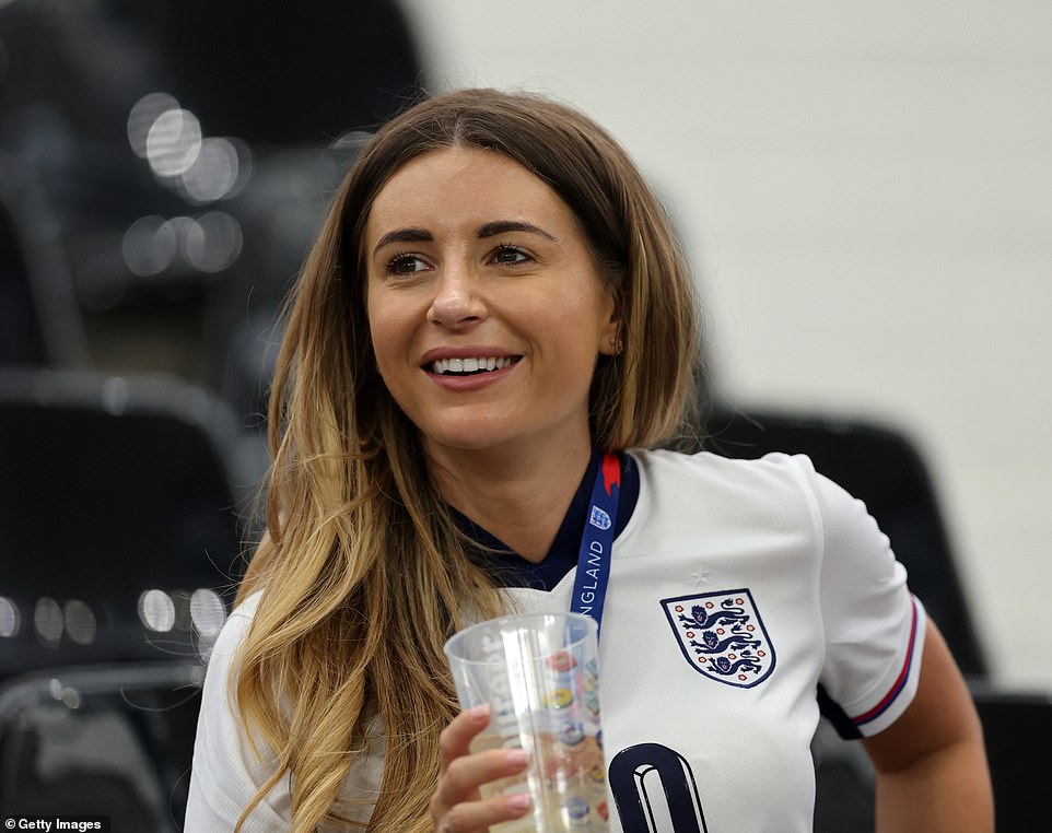 Dani Dyer, partner of Jarrod Bowen of England watches from the stands today