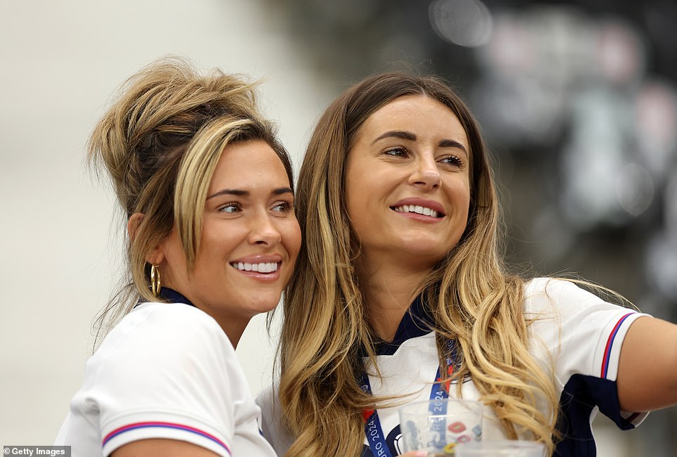 Dani Dyer (right), partner of Jarrod Bowen poses with for a photo ahead of the match between England and Denmark tonight