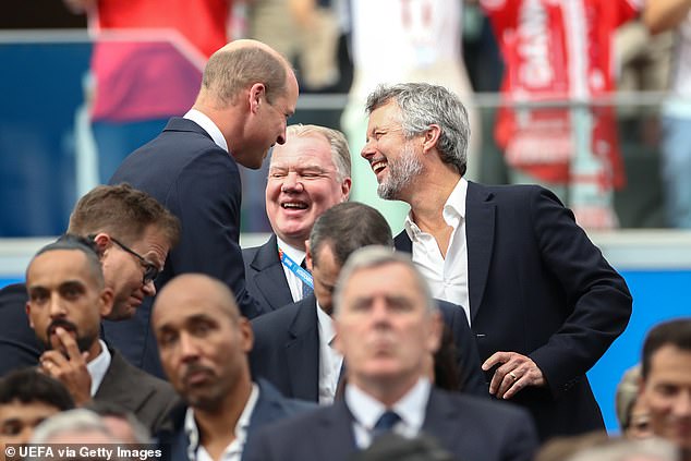 William and Frederick held hands with smiling faces at the Euros on Thursday. Both have changed a lot since becoming godfathers to the Greek royal family 25 years ago
