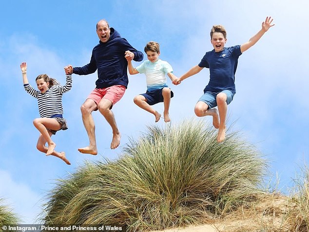 Now, Prince William's three children - Prince George, Princess Charlotte and Prince Louis - have taken to calling their dad 'Papa' as they celebrate his 42nd birthday. The Princess of Wales has released an adorable new photo of her husband and their kids jumping in the air.