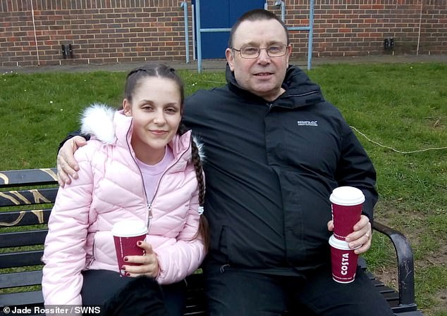 Jade with her father Jim, who noticed she was starting to develop paranoia and delusions after changing medication