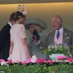 It’s getting serious for Peter Phillips and his new NHS nurse girlfriend Harriet Sperling as he introduces her to the King, Queen and Princess Beatrice – after packing on the PDA at Royal Ascot