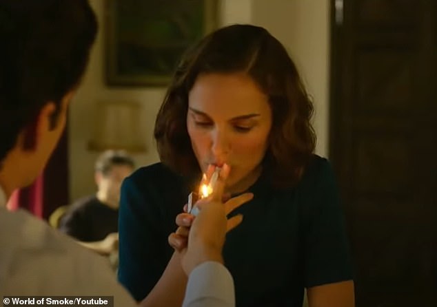 She is no stranger to playing characters who smoke on screen (pictured), but the habit also appears to extend to her private life