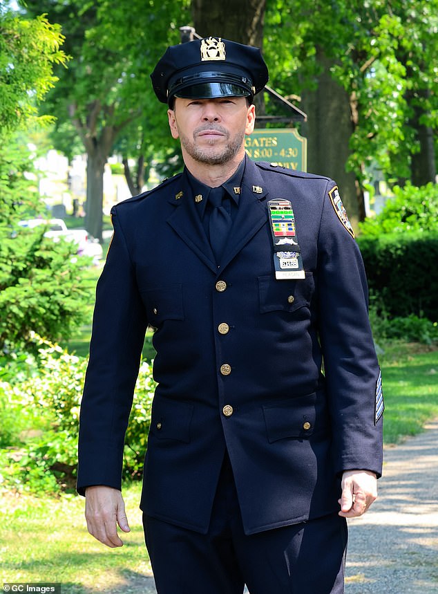 Tom's co-star Donnie Wahlberg shared a short clip of him arriving on set on Instagram. He wrote, 'I'm not sure I have the words to describe what I feel about today or the last 14 years of this special Blue Bloods journey, but I do know how grateful I am for every moment of it.' Spotted on set in NYC on June 13