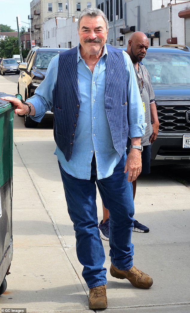 Selleck was spotted on the film set of Blue Bloods in New York City on June 20
