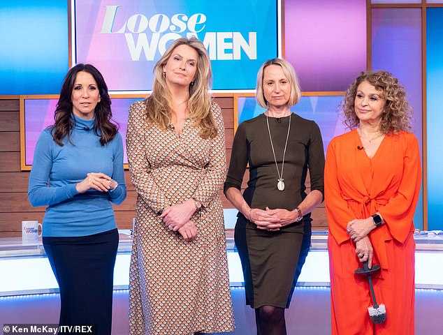 But then the Loose Women team came to the rescue and when they returned to the studio, the panel were finally able to see Penny in person and finally 'understood what was going on' (Pictured l-r Andrea McLean, Penny, Carol McGiffin and Nadia Sawalha)