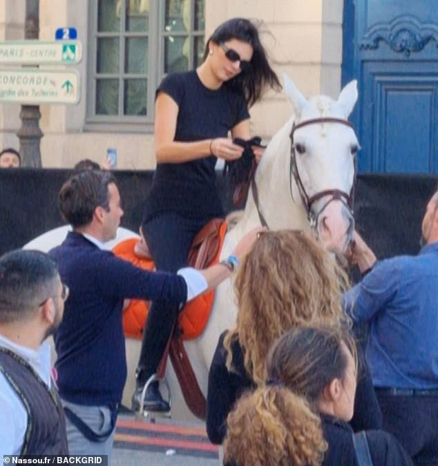 Kendall Jenner and Gigi Hadid show off their horse riding skills as they rehearse for Vogue World’s Olympics-inspired event in Paris