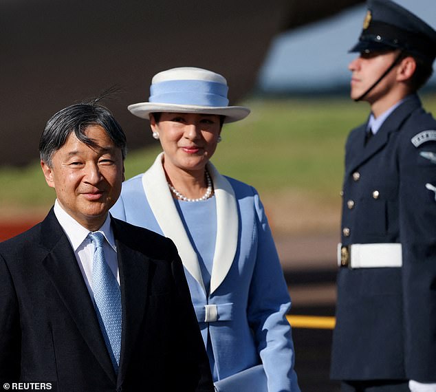 Japan’s Emperor Naruhito and Empress Masako arrive for state visit four years after Covid delayed it – week-long trip will see them enjoy banquet with the King and visit Oxford University