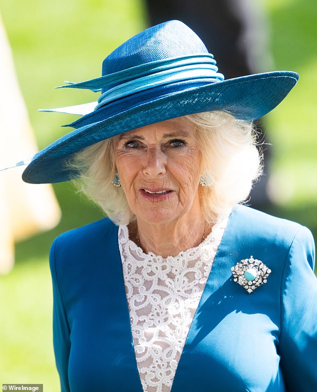 Queen Camilla arrives with Prince William on day two of Royal Ascot wearing Queen Mary's turquoise brooch