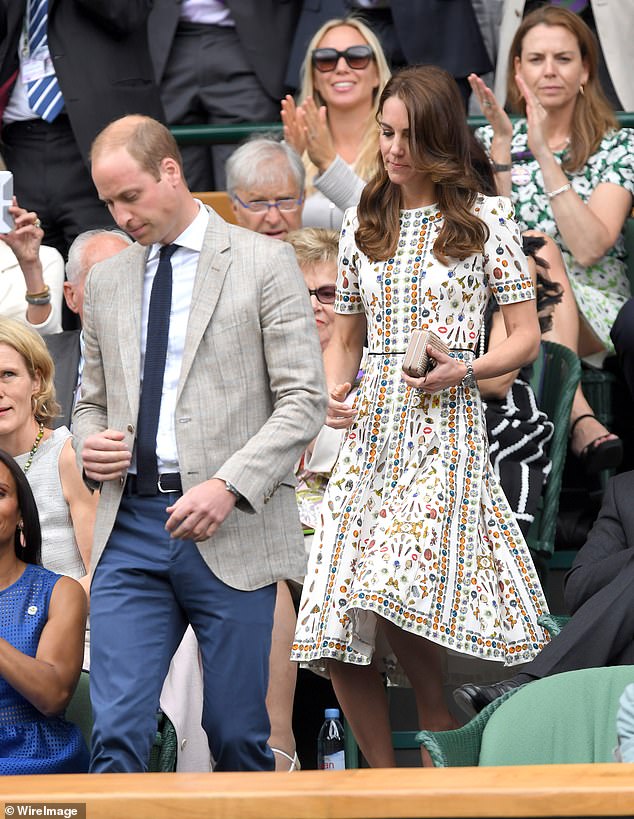 In 2016, the Princess of Wales showcased a custom dress from Alexander McQueen. Above: With William during the men's singles final