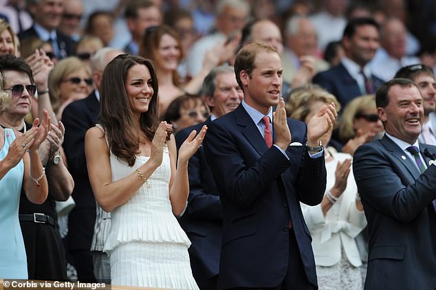 In 2011, the newly married Princess made her inaugural Wimbledon appearance as a member of the Royal Family. She and William are seen above at Andy Murray's round of 16 match against Richard Gasquet