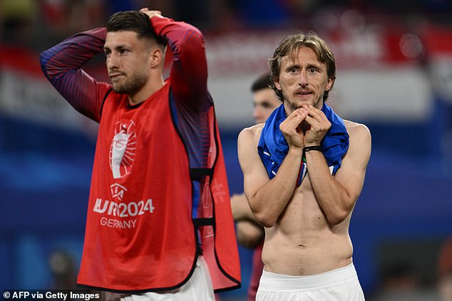 After being introduced into the match as a substitute, Modric had to watch the match see Croatia let their lead slip away.