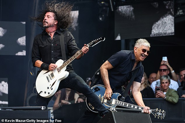 Grohl (pictured in London on Thursday with Pat Smear to his right)'s comments surprised many, as he and Swift have had a good relationship in the past.