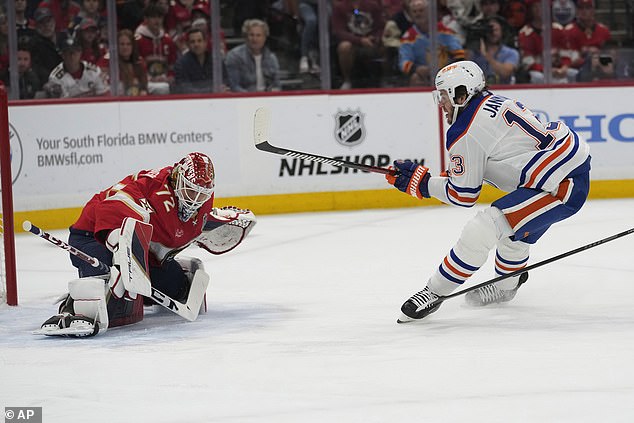 Edmonton's Mattias Janmark hit a wrist shot to tie the game at one early in the second half.