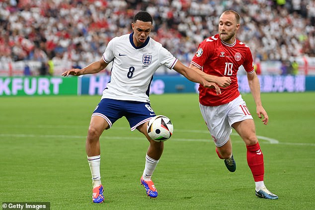 Alexander-Arnold (left) was England's most creative defender against Denmark