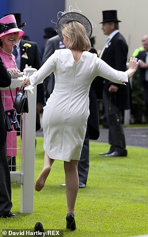 Sophie, Duchess of Edinburgh, found herself in a similar situation in 2010 when her shoe got stuck in the parade ring lawn at Royal Ascot