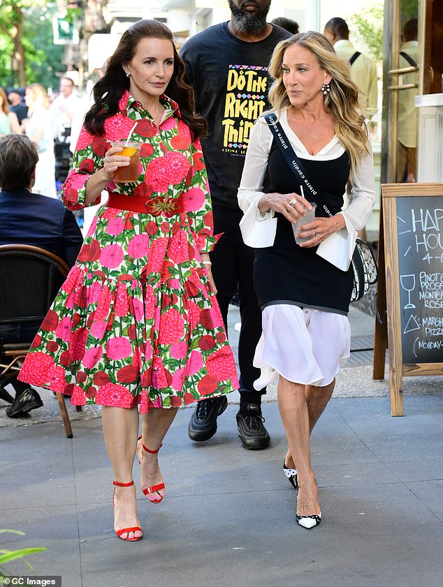 And Just Like That... began production on its upcoming third season in early May, and Parker was spotted filming in New York City (pictured with co-star Kristin Davis)