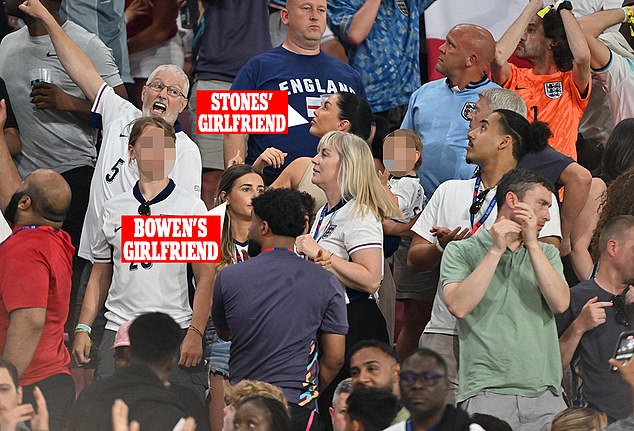 Revealed: England stars’ WAGs and families soaked in beer when angry fans threw cups at Gareth Southgate and his team after Slovenia draw