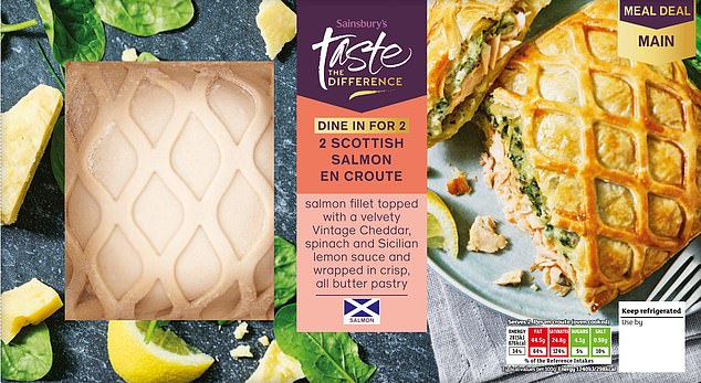 The Scottish Salmon, Spinach & Cheddar En Croute main in 676 calories — the equivalent to eating two medium servings of McDonald's Fries (337 per portion)